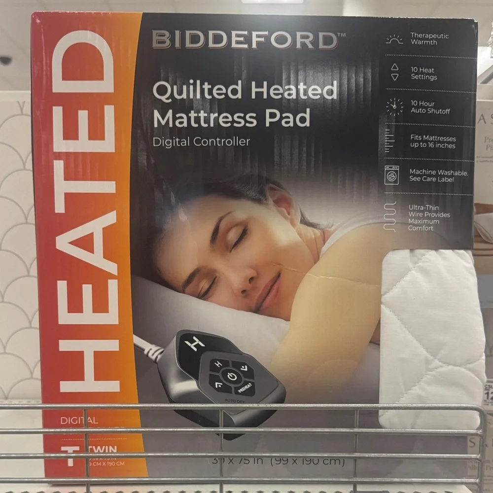 Quilted Heated Mattress Pad - White